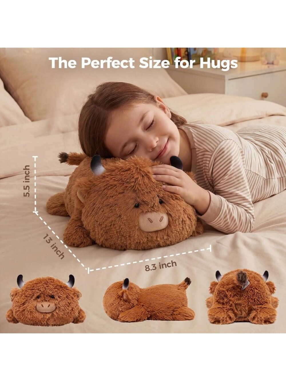 Highland Cow Plush Pillow 13 Fluffy Huggable Stuffed Animal Cute Decor - Picture 2 of 6